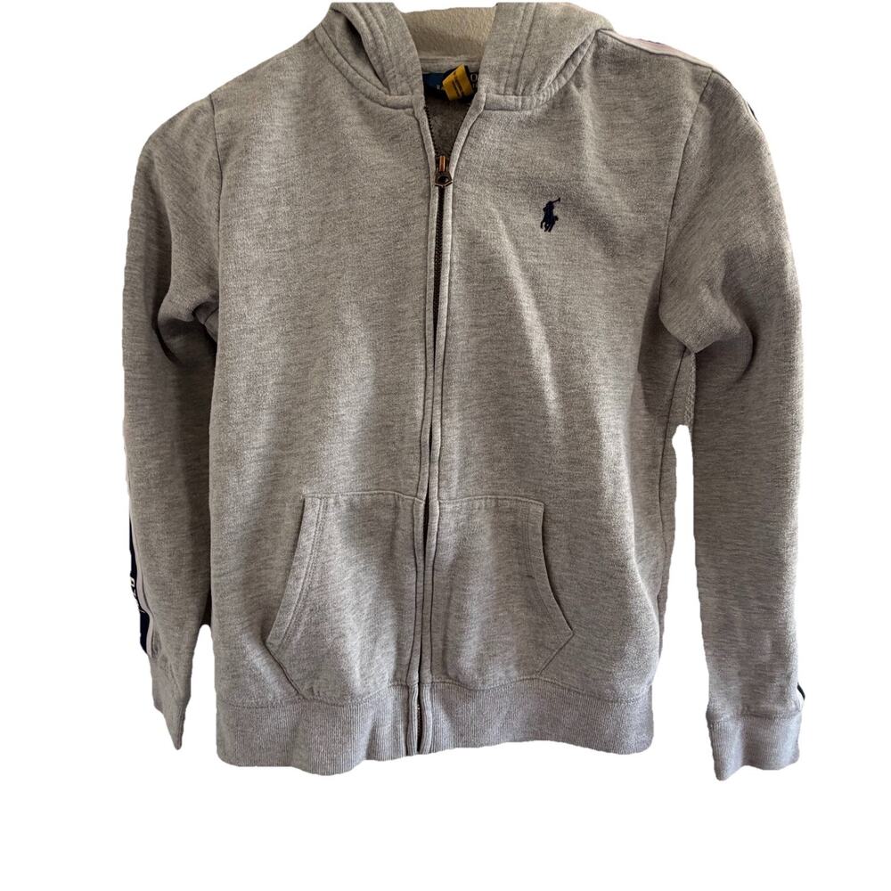 Polo Ralph Lauren Kids Hoodie Girls Large 12-14 Gray Full Zip Sweatshirt Track